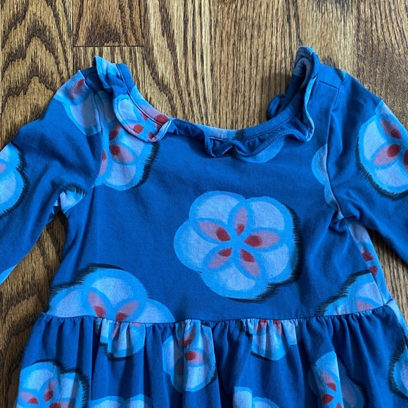 Tea Collection blue floral ruffle collar ballet long sleeve dress, size 2. - Picture 2 of 12